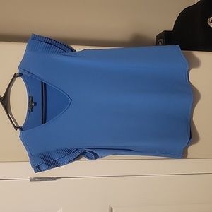 Adrianna Papell blue ruffle cap sleeve blouse